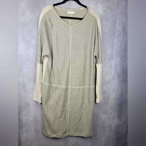 Billy Reid 100% Cotton Sweater Dress block design gray beige size Women’s M - Picture 1 of 8